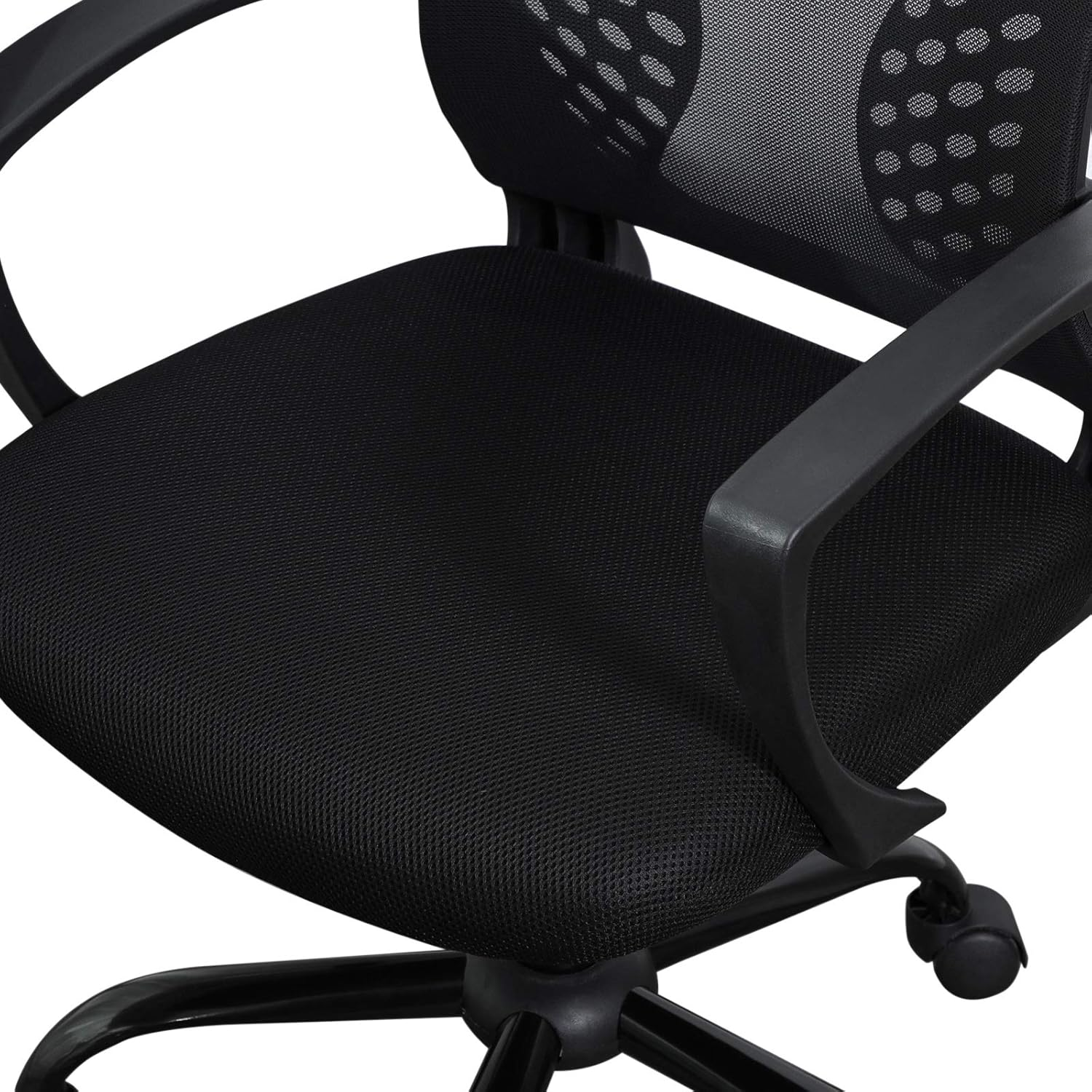 SONGMICS Office Chair, Desk Chair with Mesh Covering, Height-Adjustable Computer Chair, Swivel Chair, Rocking Function, Breathable, Office, Study, Load Capacity up to 120 Kg, Black OBN22BK image number 4