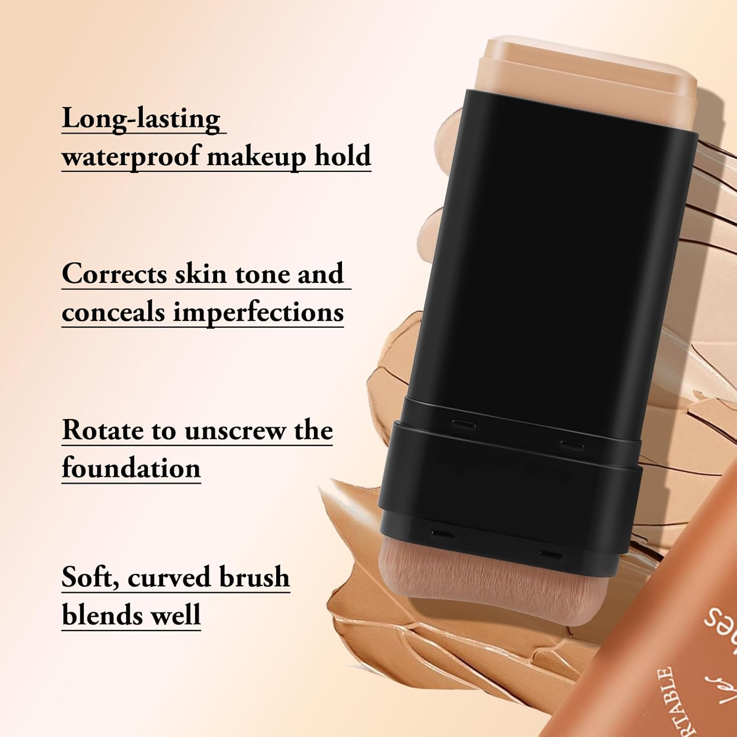 Boobeen Full Coverage Foundation Stick, Cream Foundation Makeup with Brush, Longwear Concealer and Contour Stick with Matte Finish to Cover Blemishes - 01 image number 6