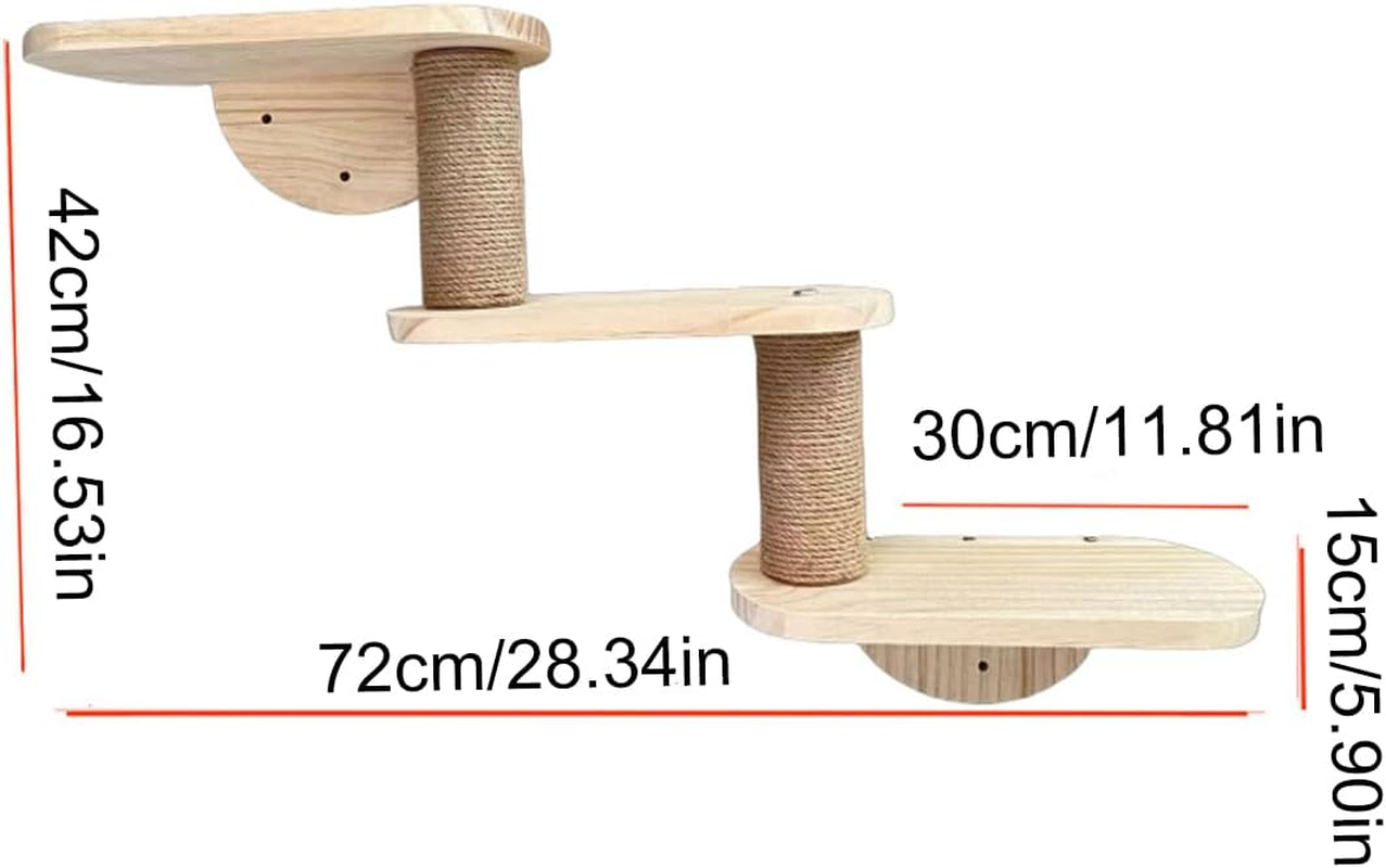 AIMALL Solid Wood Wall-Mount Cat Climber with Space Capsule Nest, 3-Level Jumping Platform and Scratching Column, 28.34In Height Sturdy Cat Tree image number 3