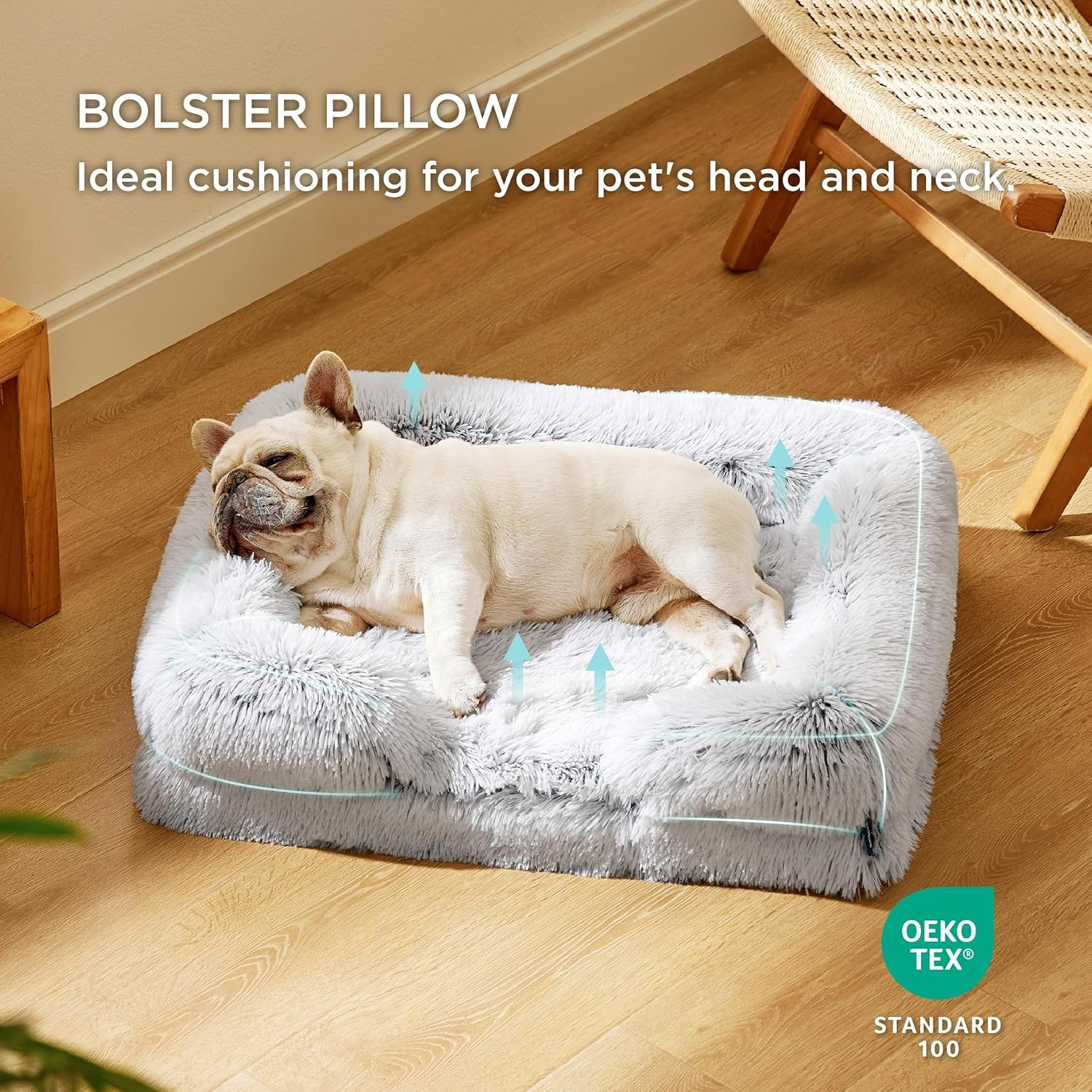 Orthopedic Dog Bed for Medium Dogs - Calming Waterproof Dog Sofa Bed Medium, Supportive Foam Pet Couch Bed with Removable Washable Cover, Waterproof Lining and Nonskid Bottom (M-23.6"Lx18.9"Wx6"Th) image number 2