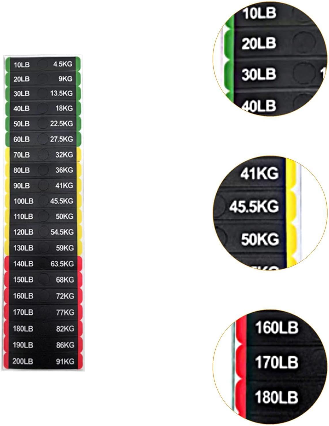 Dickly Weight Stickers Weight Number Stickers Exercise Equipment Gym Weighted Block Label Sticker Decals Weight Stack Labels Decals, 10 to 200Lb, 7Cmx1.2Cm image number 5