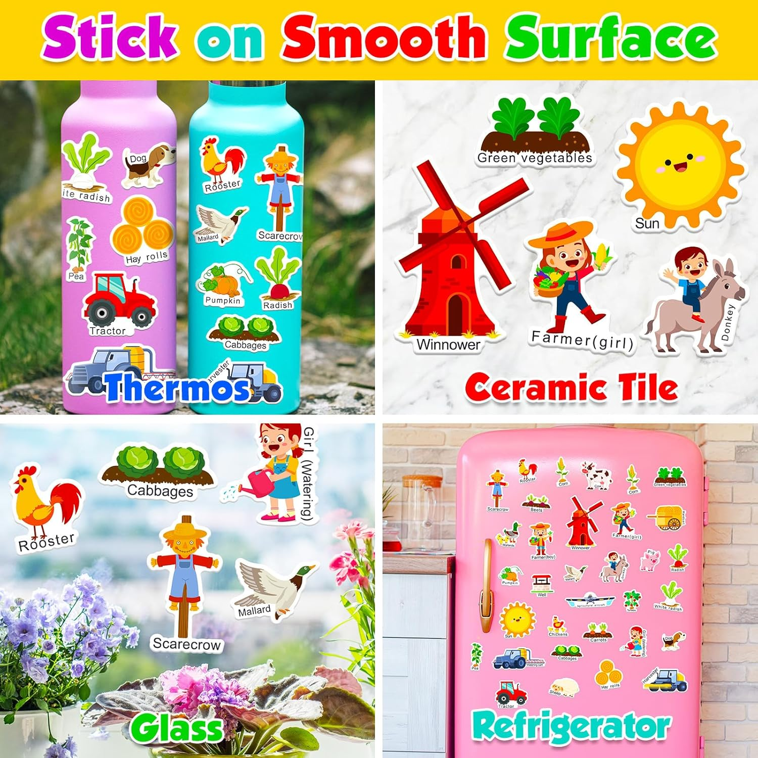 Reusable Sticker Book for Kids,3D Jelly Stickers Toddlers Activity Book for Boys Girls Road Trip Toddler Airplane Train Travel Essentials Toy,Birthday Gifts for Age 2 (Farm) image number 5