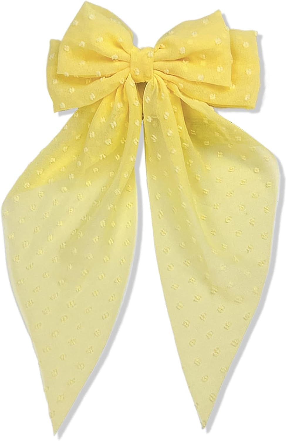 1 Pcs Silky Satin Hair Bows,Yellow Hair Bow, Yellow Hair Accessories,Yellow Bow Large Tulle Layered Hair Clip Hair Accessories for Women and Girls image number 5