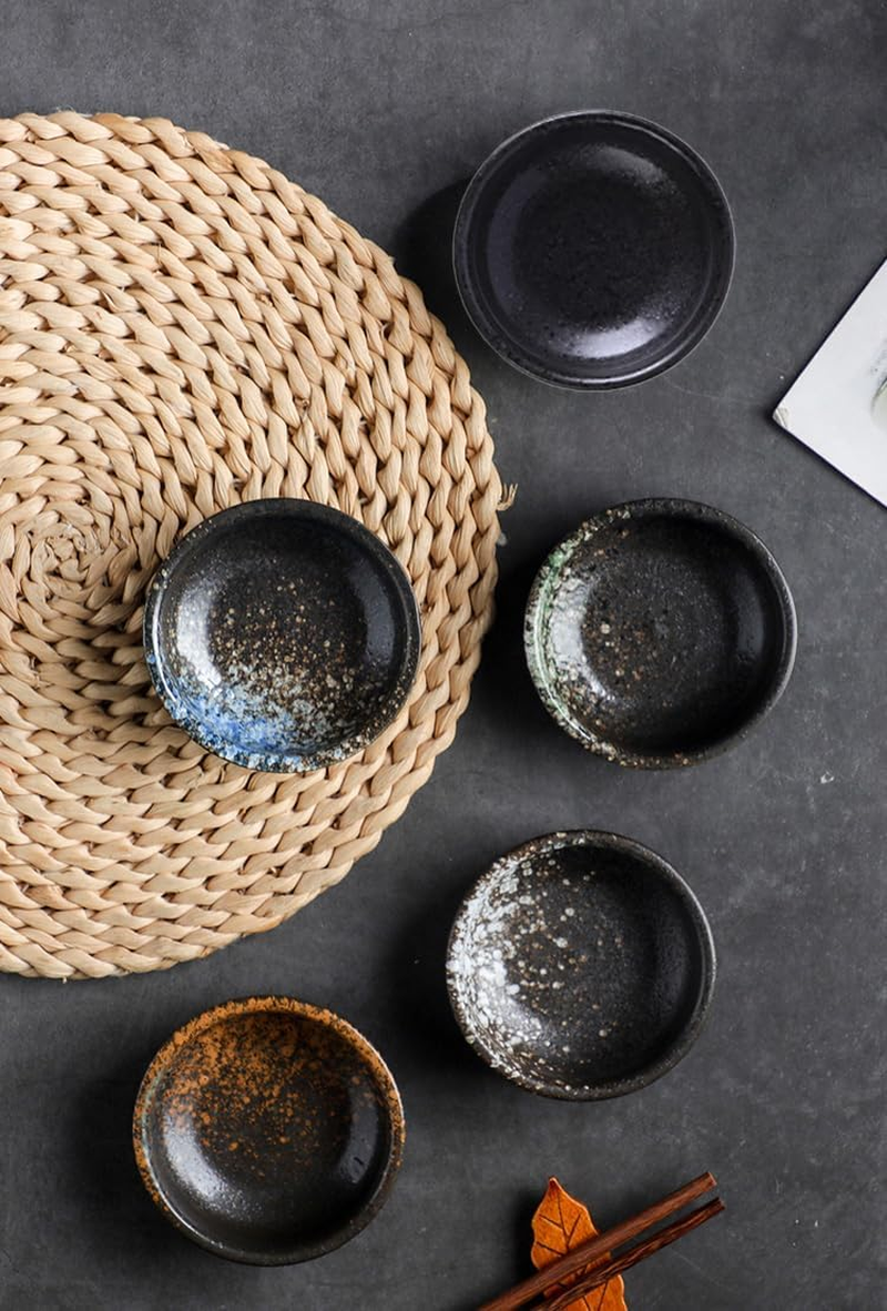 5 Pc-Japanese Style Ceramic Sauce Dipping Dishes Set, Small round Condiment Bowls, Appetizer Serving Bowls for Sushi and Dipping (5) image number 1