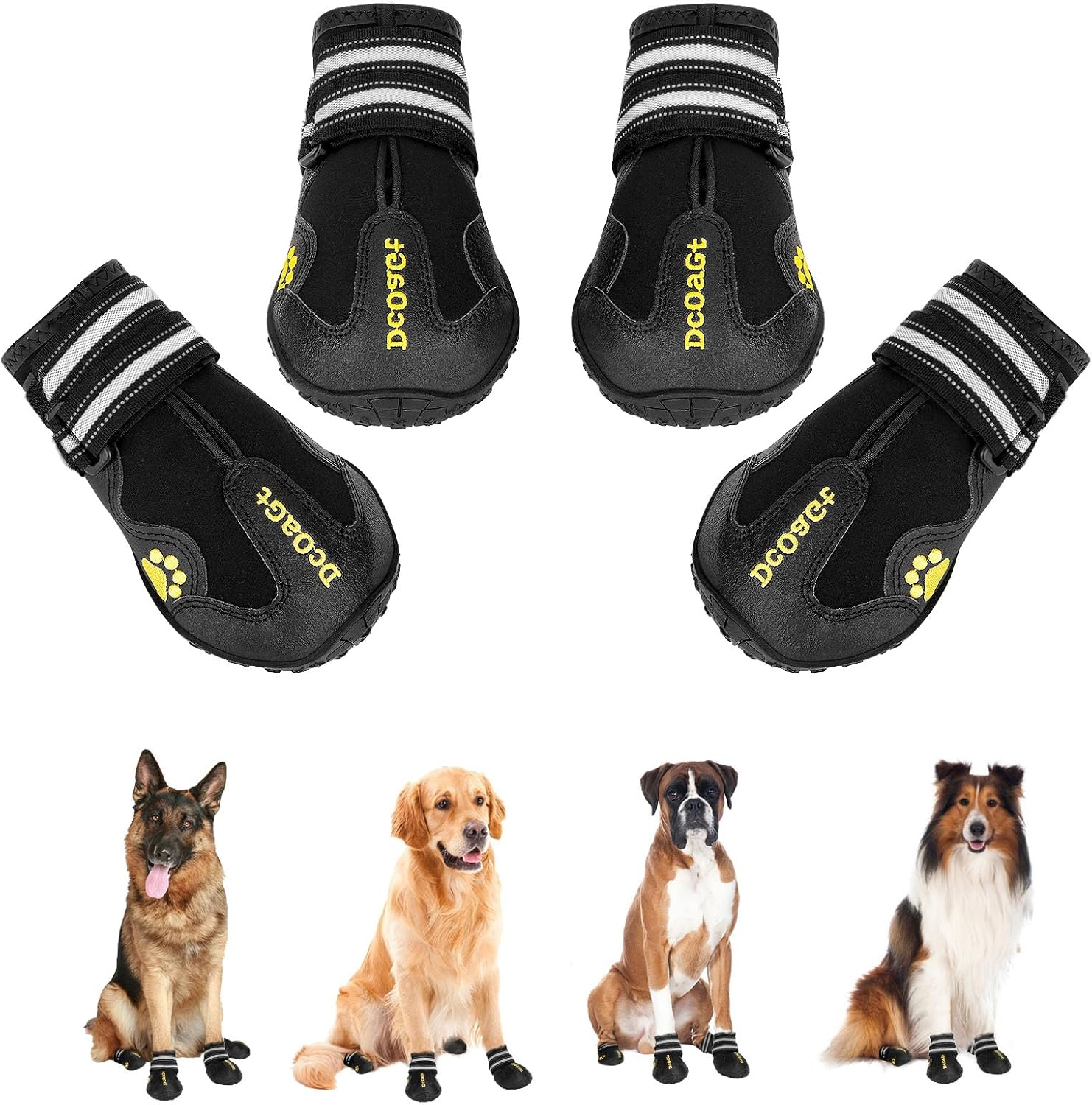 Dcoagt Dog Shoes for Large Dogs, Waterproof Anti-Slip Dog Boots & Paw Protectors for Summer Hot Pavement Winter Snow, Breathable and Reflective Dog Booties for Hiking/Walking/Outdoor/Floor image number 6