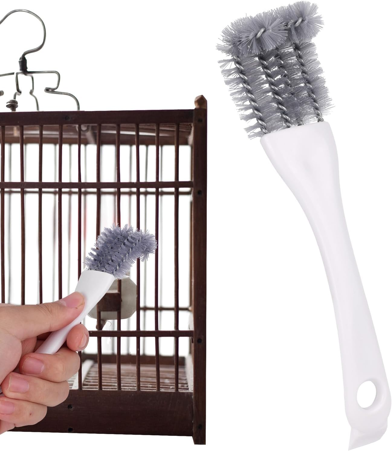 Bird Cage Cleaning Brush with Long Handle, Bird Cage Cleaner Durable Droppings Removal Tool for Pet Parrot Perches image number 4