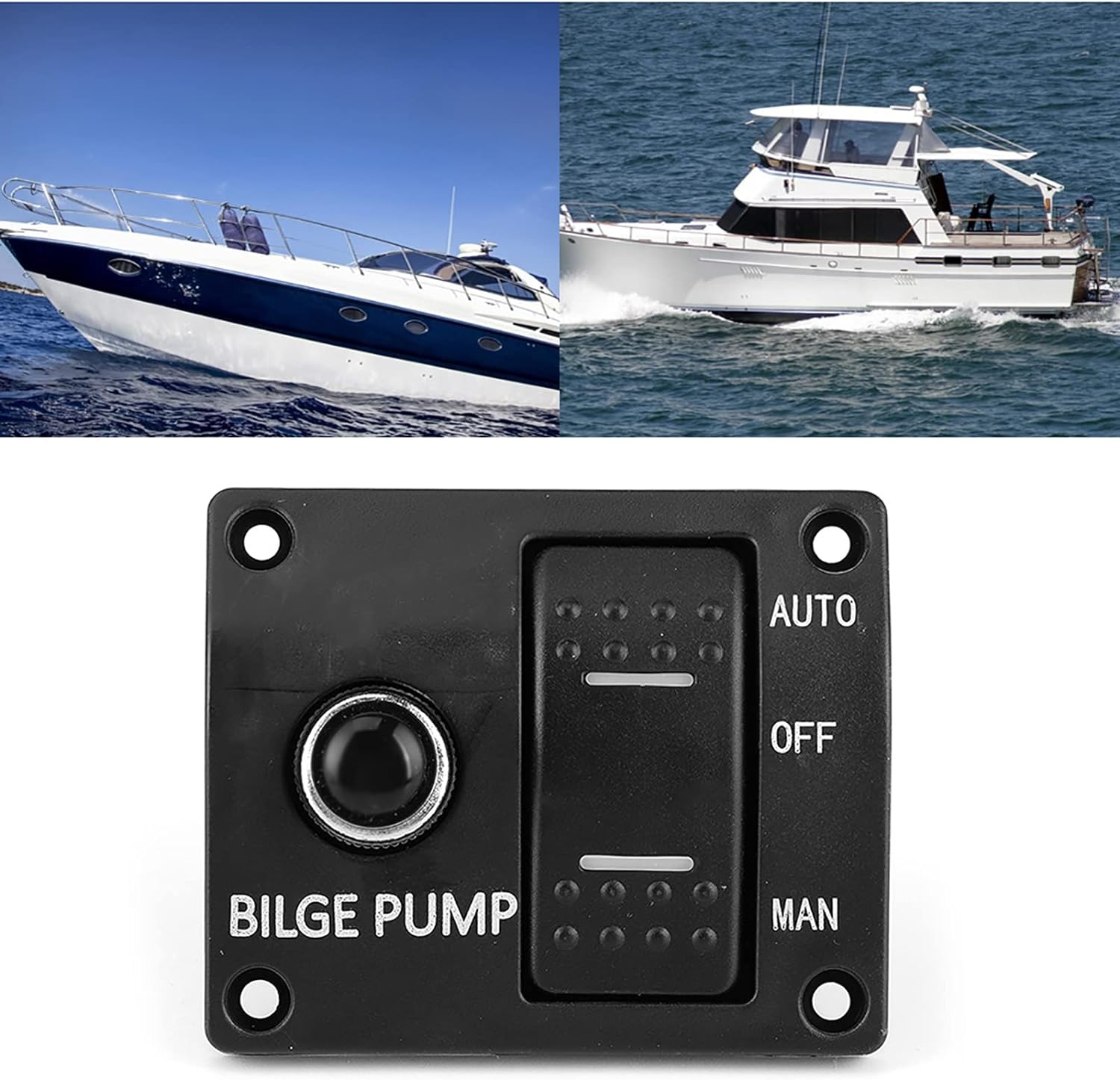 3 Way Bilge Pump Switch,3 Way Bilge Pump Switch Panel Auto off Manual 12V 24V with LED Indicator Built in 15A Circuit Breaker