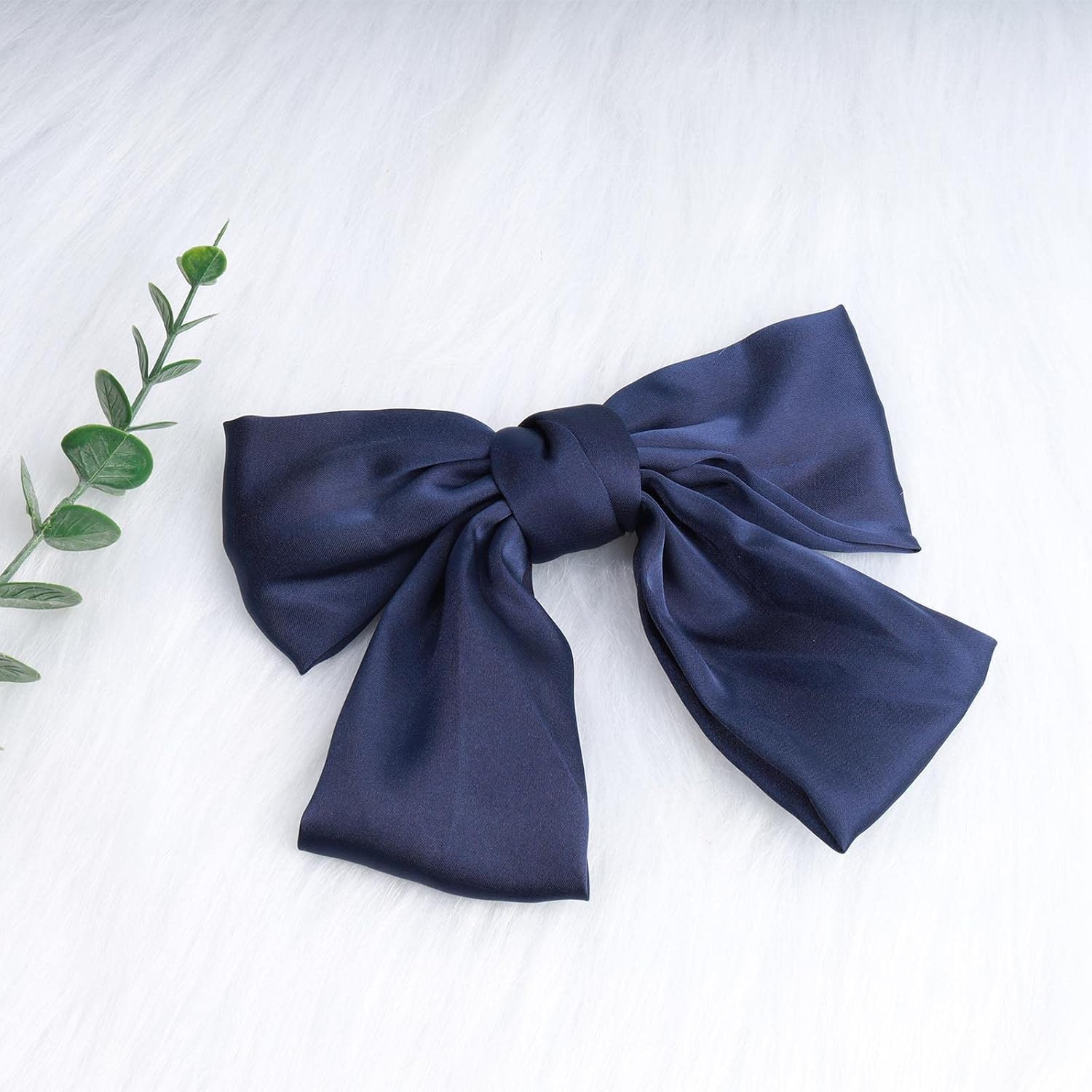 Blue Satin Hair Bow for Women, One Size Hair Clip for Daily Wear and Special Occasions by Unron - Red image number 4