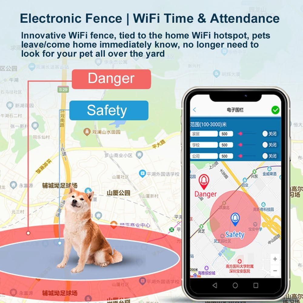 Walmeck Pet Activity Tracker GPS Tracker GPS Positioning and Intelligent Tracker for Dogs Cats Five-Fold Intelligent Positioning Dustproof and Waterproof Design Electronic Fence image number 4