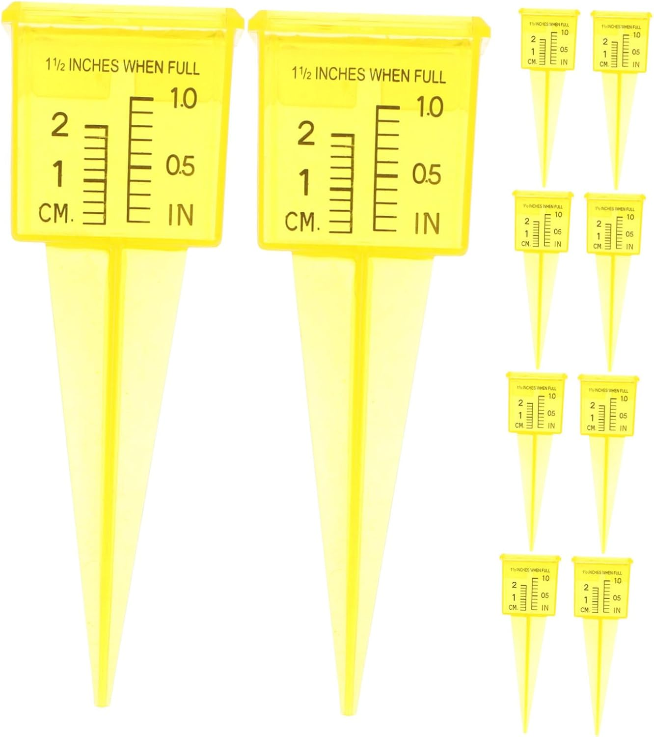 Bestonzon 20Pcs Lawn Water Meter Rain Gauge Outdoor Lawn Patio Water Gauge for Garden Measuring Wind Transparent Measuring Tool Rain and Snow Yellow image number 4