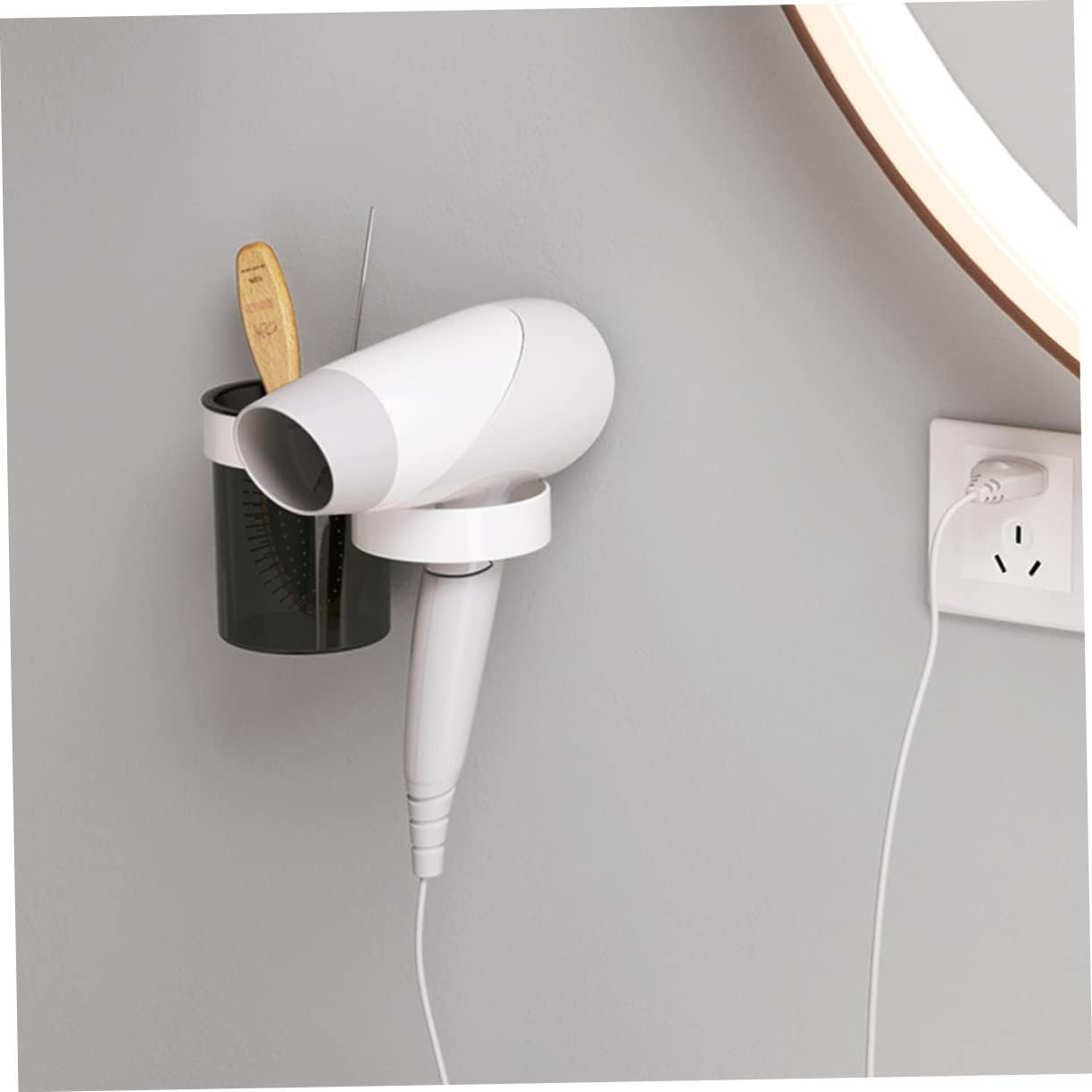 HONITANO Hair Dryer Holder Wall Mounted Bathroom Storage Rack Punch Design for Easy Installation Lightweight Durable Organizer for Hair Care Supplies Modern image number 4