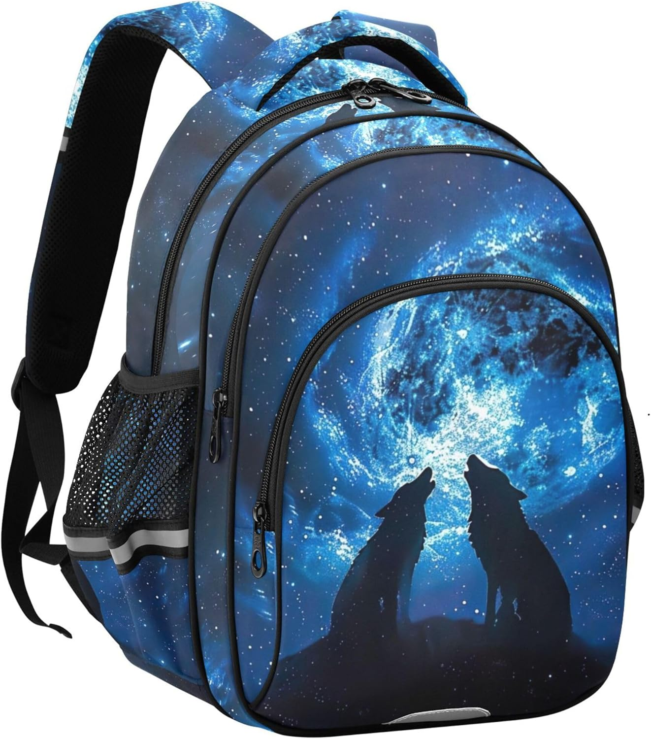 Wolves Howling Moon Night Kids Backpack Girls Boys Custom School Bag Lightweight Bookbag Animal Print image number 4