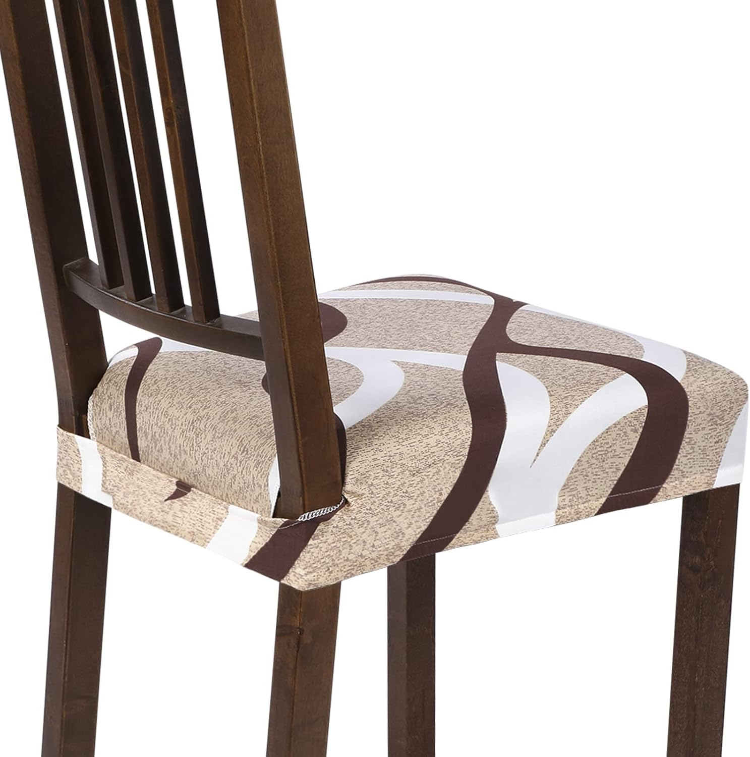 Searchi Stretch Dining Chair Seat Covers Set of 4, Soft Removable Washable Seat Covers for Dining Chairs, Dining Room Protector (Rear-Covered, Grey)