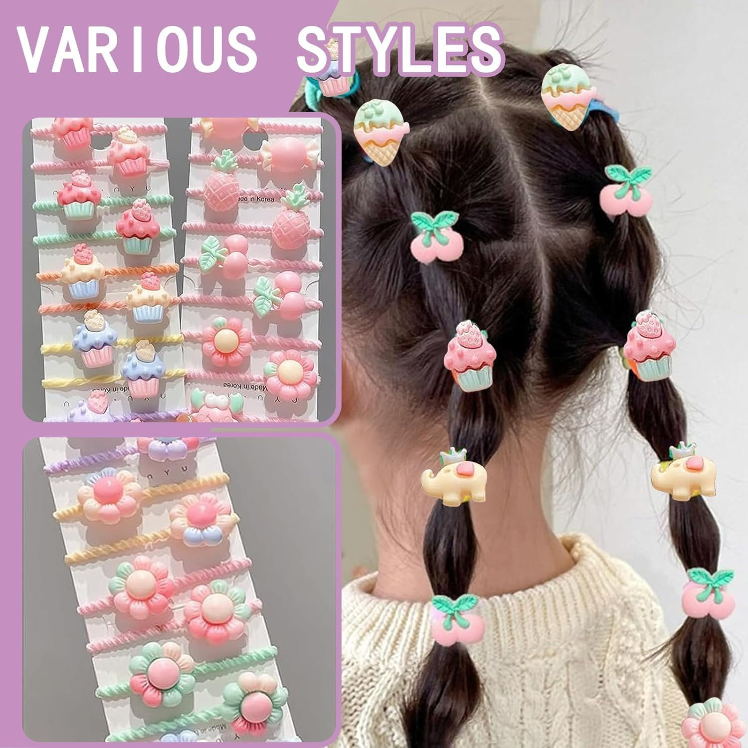 SWYSGS Pack of 40 Hair Bobbles Girls, Colours Small Hair Scrunchies, Mini Seamless Hair Bands, Hair Band, Baby Multicoloured Soft Scrunchie Small for Girls, Children, Toddlers, Baby image number 3