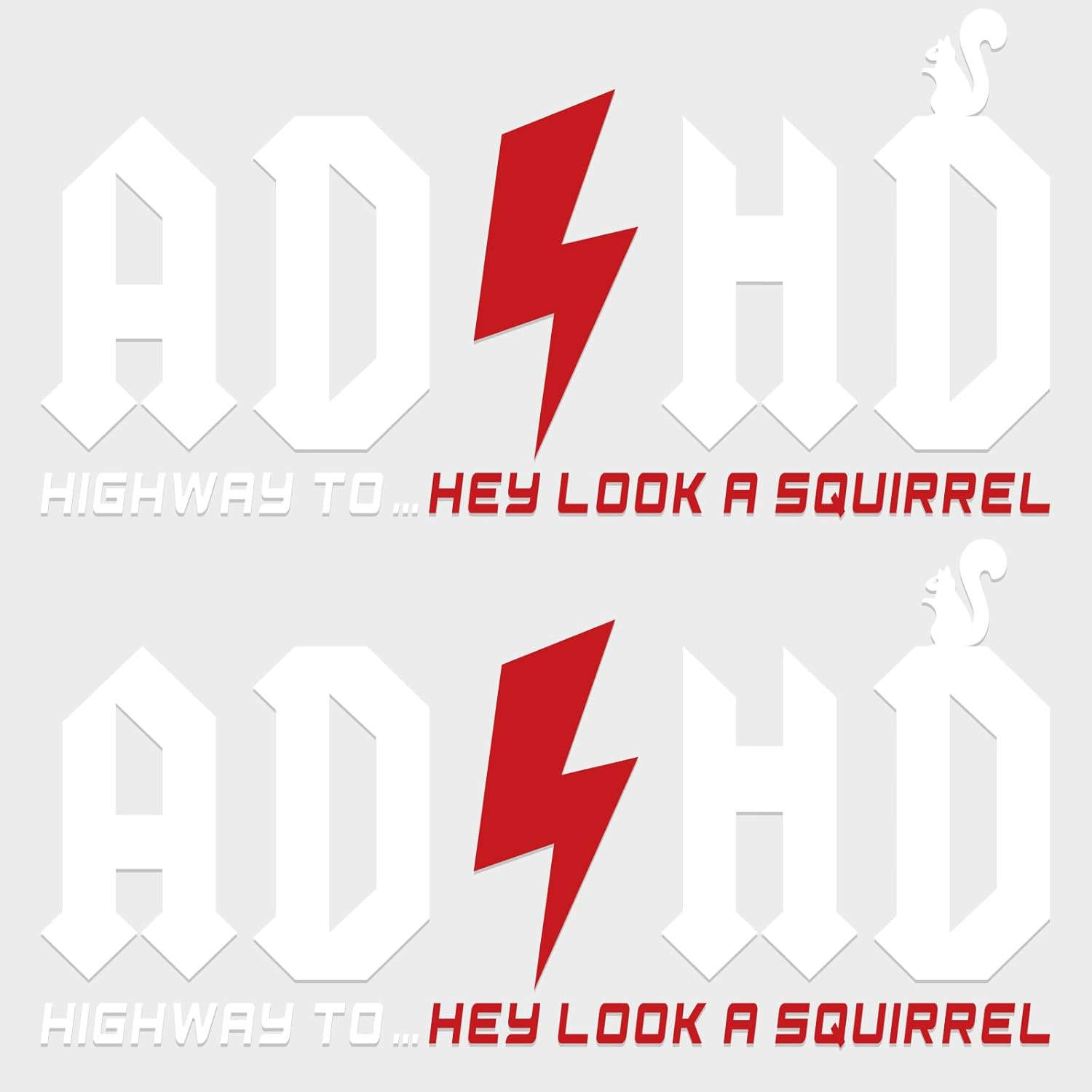 Aolamegs 2 Pcs ADHD Stickers - AD/HD Highway to Hey Look a Squirrel, 8" X 4" Funny Vinyl Truck Decals for Windows, Cars, Trucks, Laptops, Water Bottles image number 2