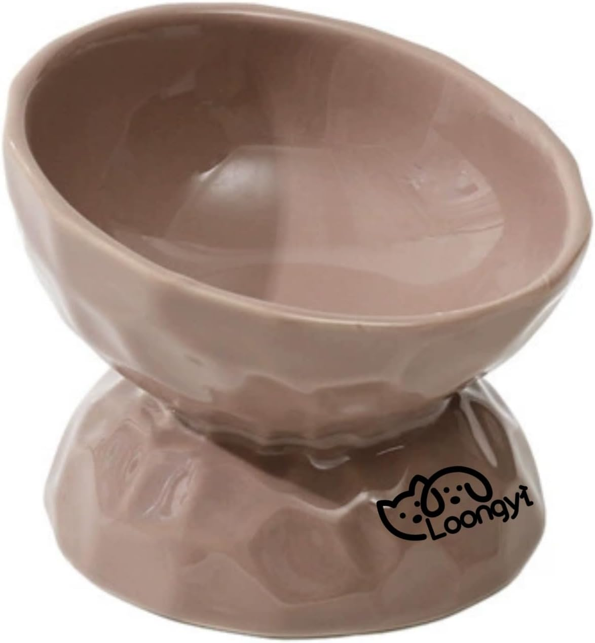 Ceramic Elevated Cat & Dog Bowl - 15&deg; Slanted Design for Cervical Health, Anti-Tip Diamond Texture Pet Food Dish, Stylish and Easy-To-Clean Feeding Bowl image number 3