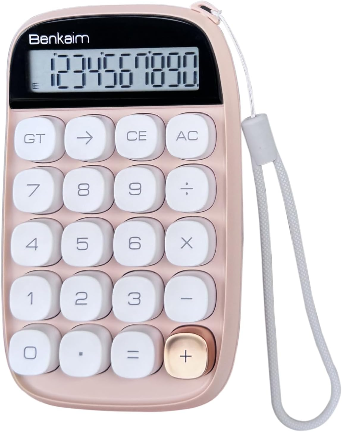 Benkaim Desktop Calculator - Standard 10 Digit LCD Display, Big Buttons - Cute Office Supplies for School, Business (Beige)