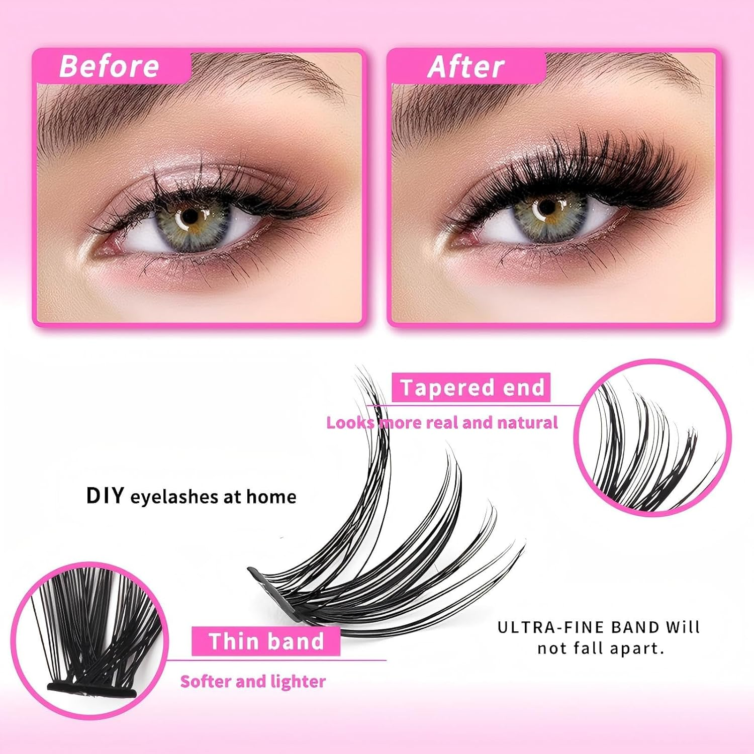 AYOCULTURE Lash Clusters for Natural Look - DIY Eyelash Extensions Kit with 30D 40D 50D, 32 Rows, 640Pcs