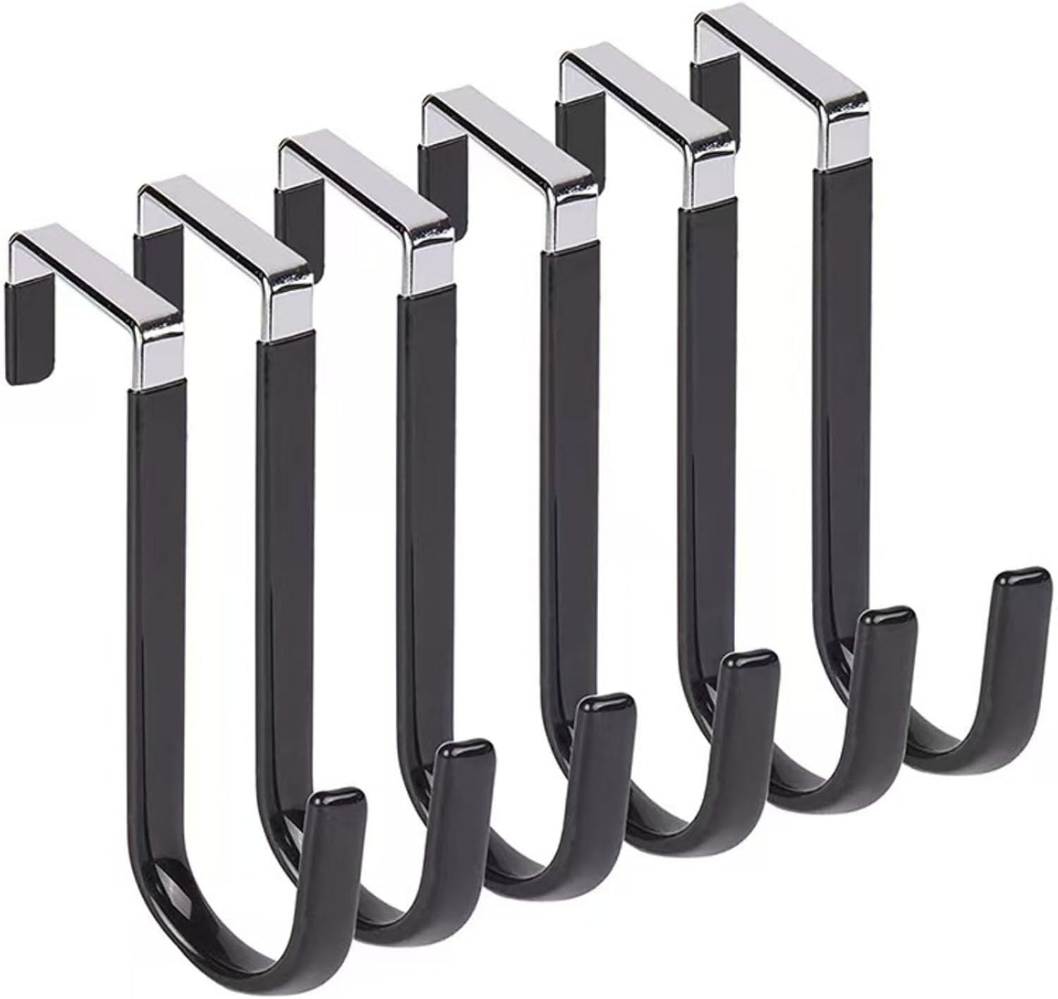 6-Pack over the Door Hooks Door Hangers Hooks with Rubber to Prevent Scratches, Heavy Duty Organizer Hooks. They Can Be Used for Hanging Clothes, Towels, Hats, Coats, Bags, Etc.White
