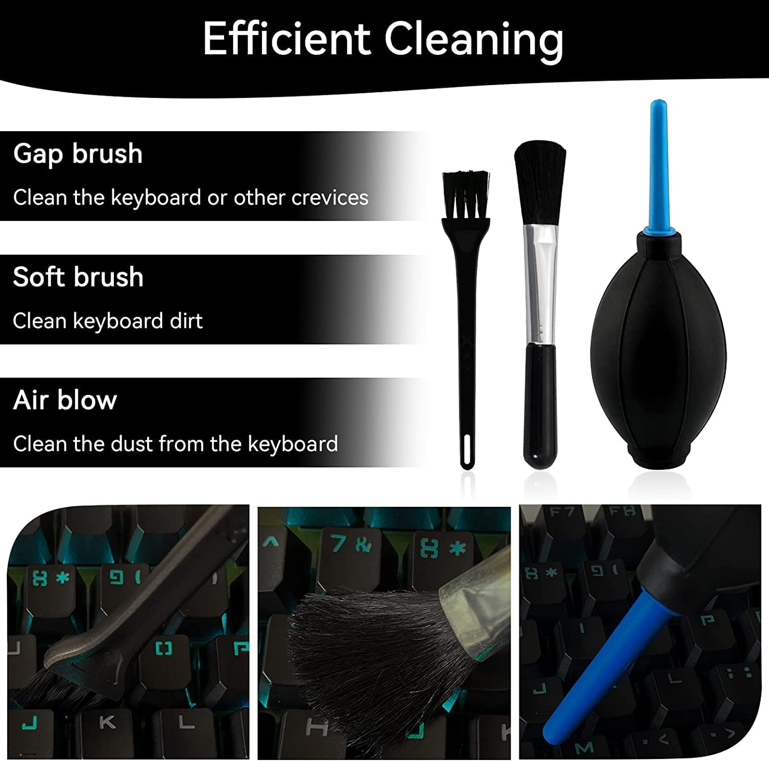 Keyboard Cleaner Kit, Laptop Computer Mechanical Keyboard Cleaning Kit,Anti-Static Brush,Small Cleaning Brush, Cleaning Kit Compatible Laptop/Pc/Computer/Keyboard/Laptop/Camera/Phone/Earbud image number 5
