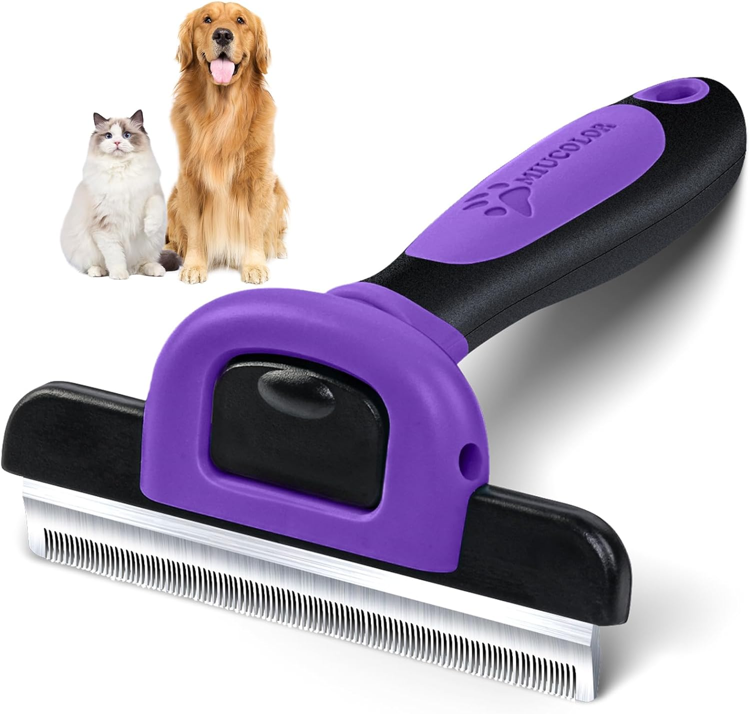 MIU COLOR Pet Grooming Brush, Deshedding Tool for Dogs & Cats, Effectively Reduces Shedding by up to 95% for Short Medium and Long Pet Hair, Purple image number 3