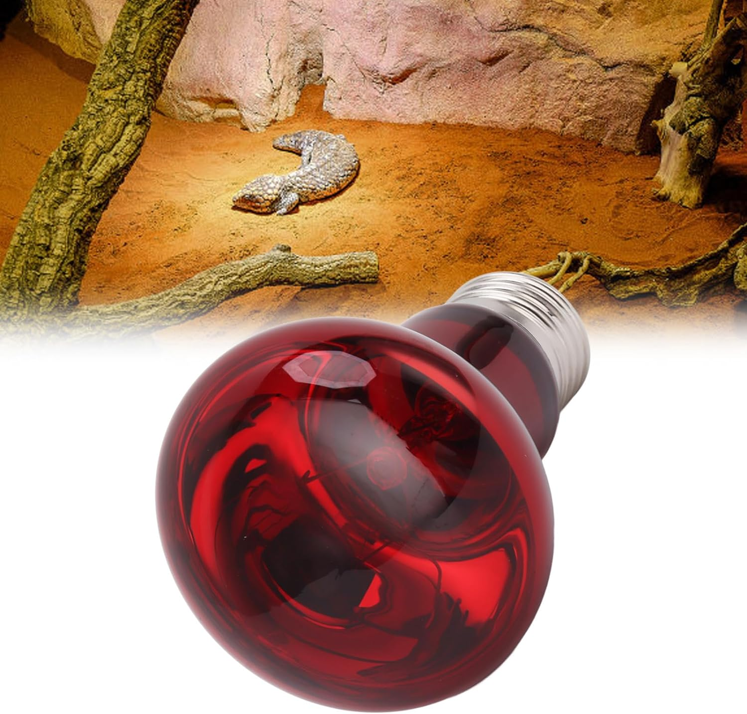Red Reptile Heat Lamp Bulb E27 UVA Amphibian Basking, Daylight Heating Lamp Bulb and Night Heater for Snakes Lizard (75W) image number 6