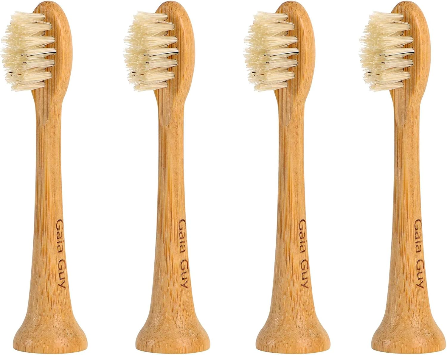 Gaia Guy Natural Bamboo & Boar Bristle Electric Toothbrush Head 4-Pack | Compatible with Philips Sonicare | Truly Biodegradable (No Hidden PLA & No Nylon) for an Eco-Friendly Clean image number 2