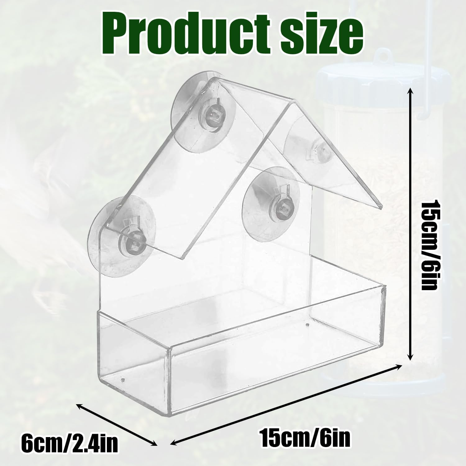 Window Bird Feeder &ndash; Clear Acrylic Bird Feeder, See-Through Design for Close-Up Bird Watching, Easy to Install & Clean image number 3