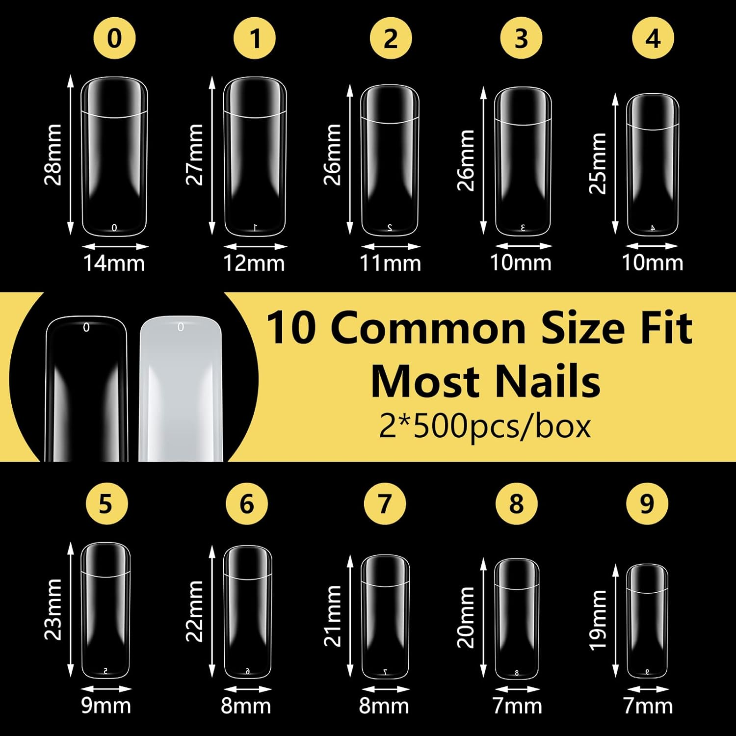 1000PCS Square Nail Tips for Acrylic Nails Professional, Fake Clear Natural Acrylic Short Square French Artificial False Tips Half Cover for Manicure Salon Home image number 2