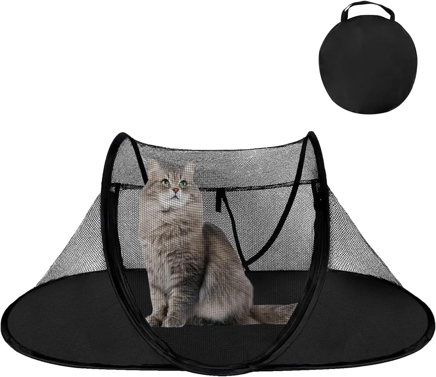 Cat Tent Outdoor, Pet Enclosure Tent Suitable for Cats and Small Animals, Indoor Playpen Portable Exercise Tent with Carry Bag（Black）