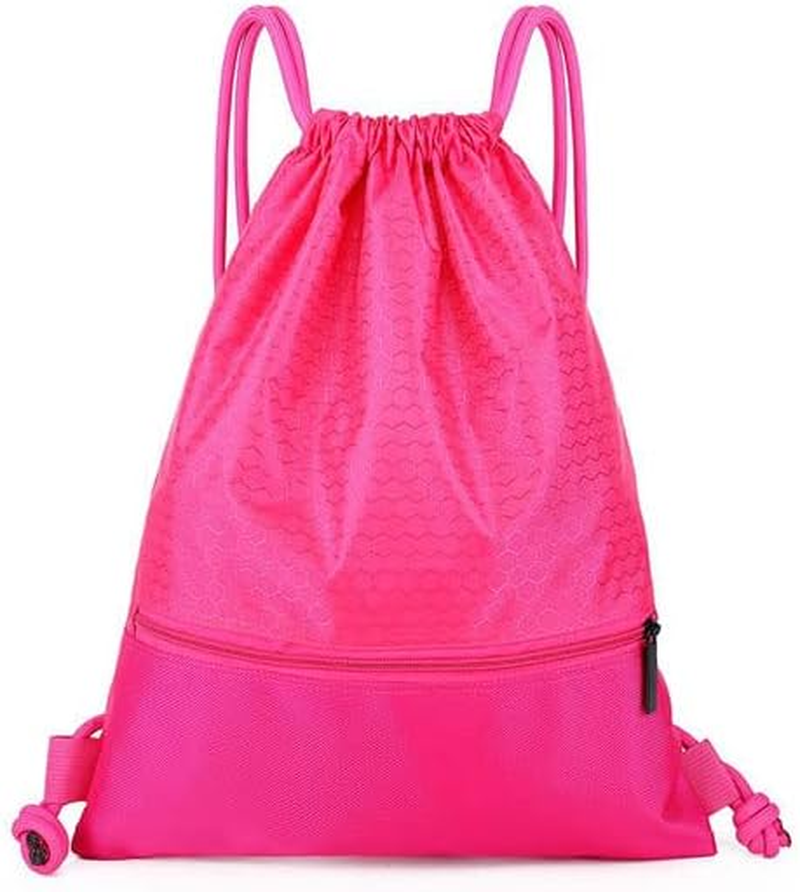 AIMALL Drawstring Backpack Waterproof Drawstring Bag String Bag with Zipper Sport Pack String Tote Gym Bag Cinch Sack for Gym or Traveling, Swimming Bag for Men, Women and Children image number 5