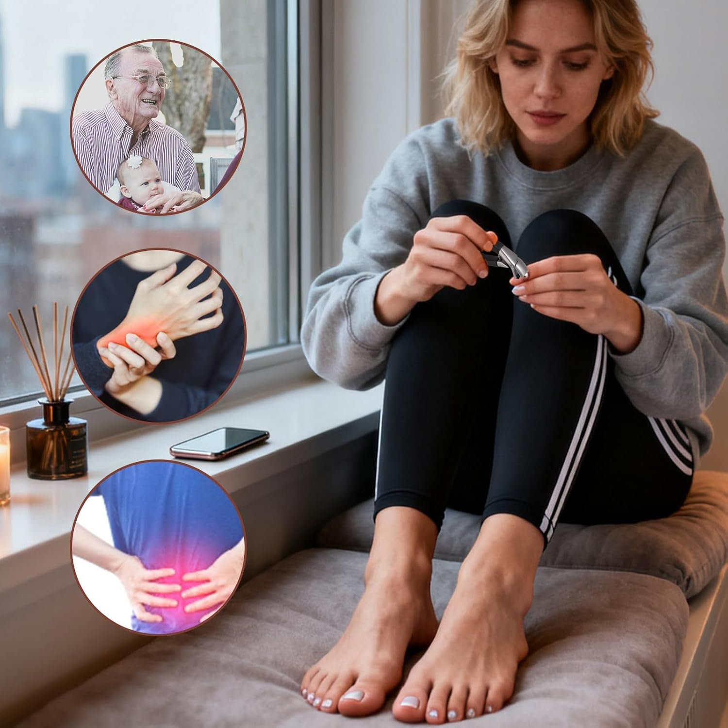 5Pcs Professional Toenail Clippers Kit, Heavy Duty Stainless Steel Ingrown Toenail Clippers with Non-Slip Handles Practical Nail Care Tools for Seniors & Adults image number 6