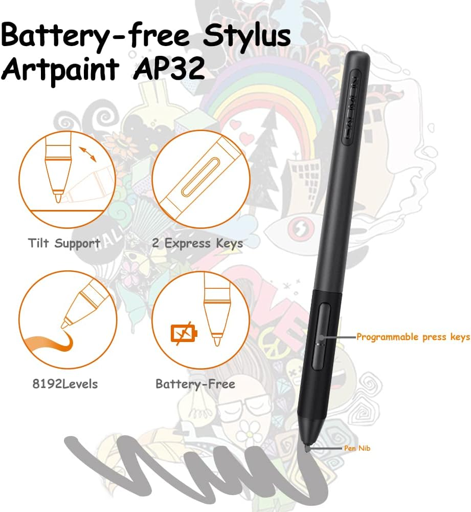 GAOMON M10K PRO Drawing Tablet 10 X 6.25 Inches Large Digital Art Graphic Tablet Supports Tilt & Radial Function with 10 Shortcut Keys, Battery-Free Stylus, Work with Mac, Windows & Android image number 6