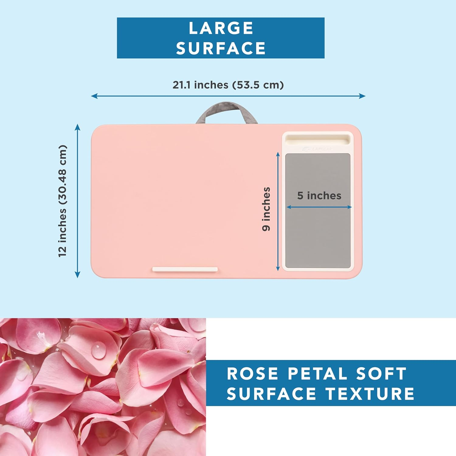 LAPGEAR Home Office Lap Desk with Device Ledge, Mouse Pad, and Phone Holder - Pink - Fits up to 15.6 Inch Laptops - Style No. 91584 image number 4