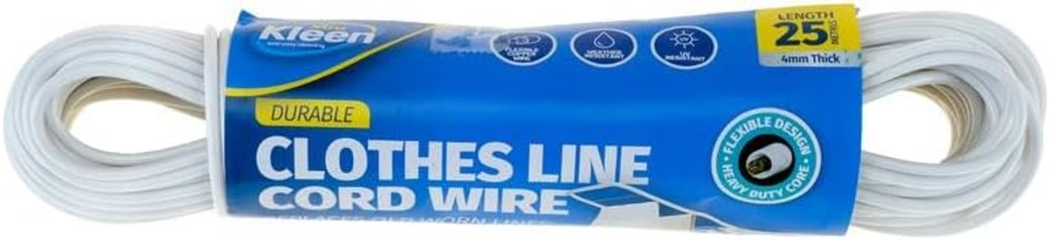 Leona Co Plastic Clothesline - 25M Plastic Clothes Line - White Outdoor Weather Resistant - Synthetic Cord for Hanging and Drying Clothing & Laundry - Rope Clothes String for Pulley image number 1