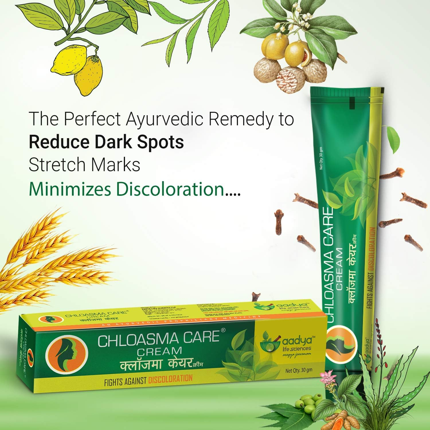 Aadya Life Sciences LLP - Chloasma Care Cream - Helps with Hyperpigmentation, Stretch Marks, Blemishes (Pack of 2) image number 2