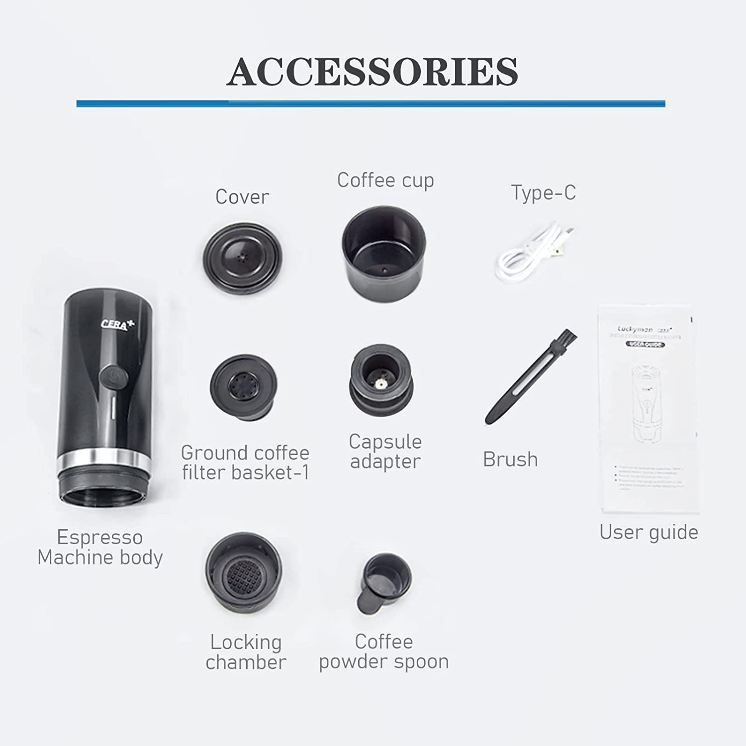 CERA+ Portable Electric Coffee Maker Espresso Machine Mini Compatible with Ground Coffee and NS Capsules Fast Brewing Espresso for Camping Office (Electric Extraction over 100 CUPS) image number 4