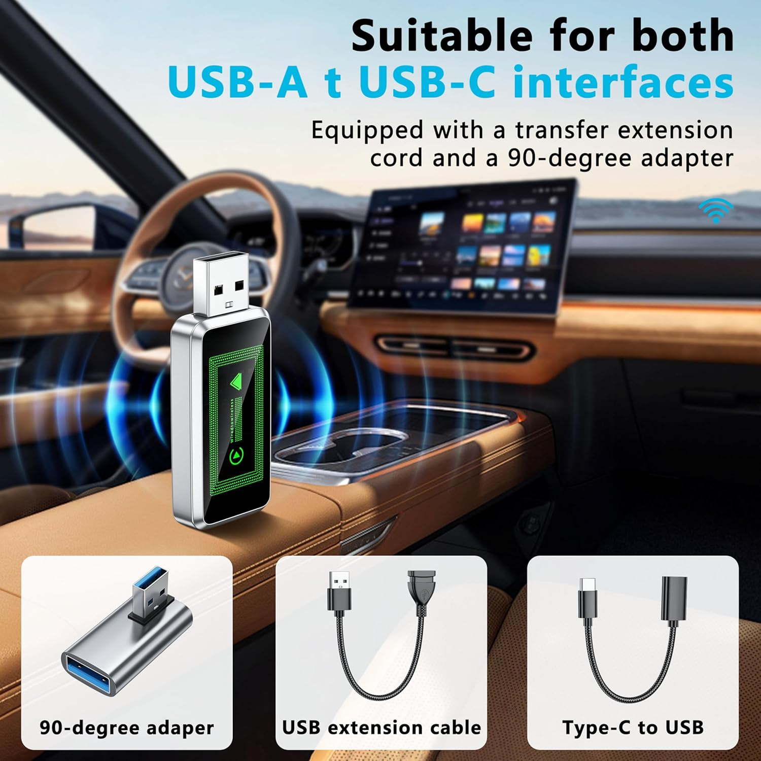 Arayuu Wireless Carplay Adapter Compatible with Iphone & Android, Auto Adapter,2 in 1 Carplay Box,Plug & Play,Convert Wired to Wireless,Mini USB Dongle for Iphone Ios 10+/ Cars 2017 +/ Android 10+ image number 3