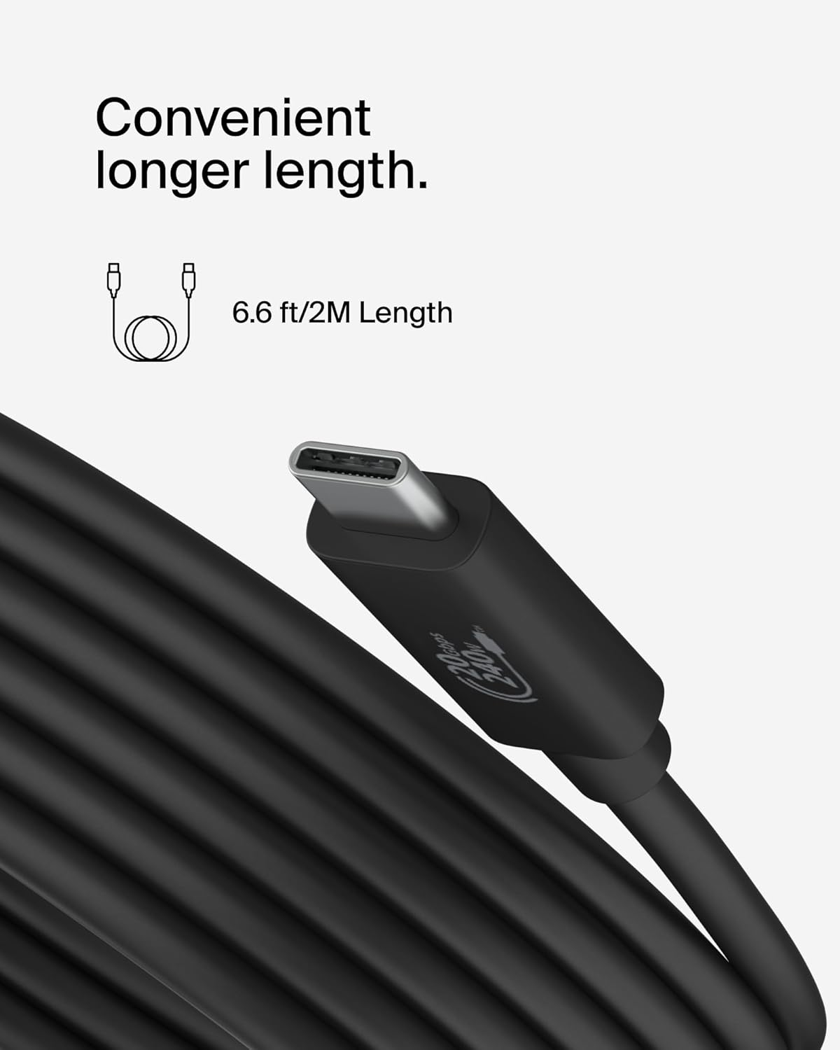 Belkin Connect USB4 Cable (2M Power Cable), USB-C to USB-C Cable W/ 240W Power Delivery + 20Gbps - USB4 Compliant Power Cable, Compatible with Macbook, Windows, Chromebook, & More image number 5
