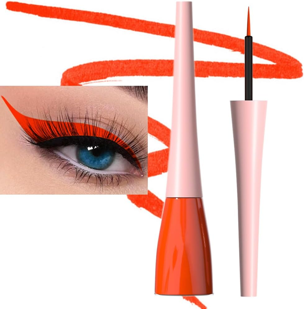 Evpct 2Pcs Hot Pink Rose Red Liquid Eyeliner Set Waterproof Neon Bright Light Pink Eye Liner Liquid Pen Pencil for Women Eyes Delineadores De Colores Para Ojos Delineador De Ojos Contra El Agua 02&11