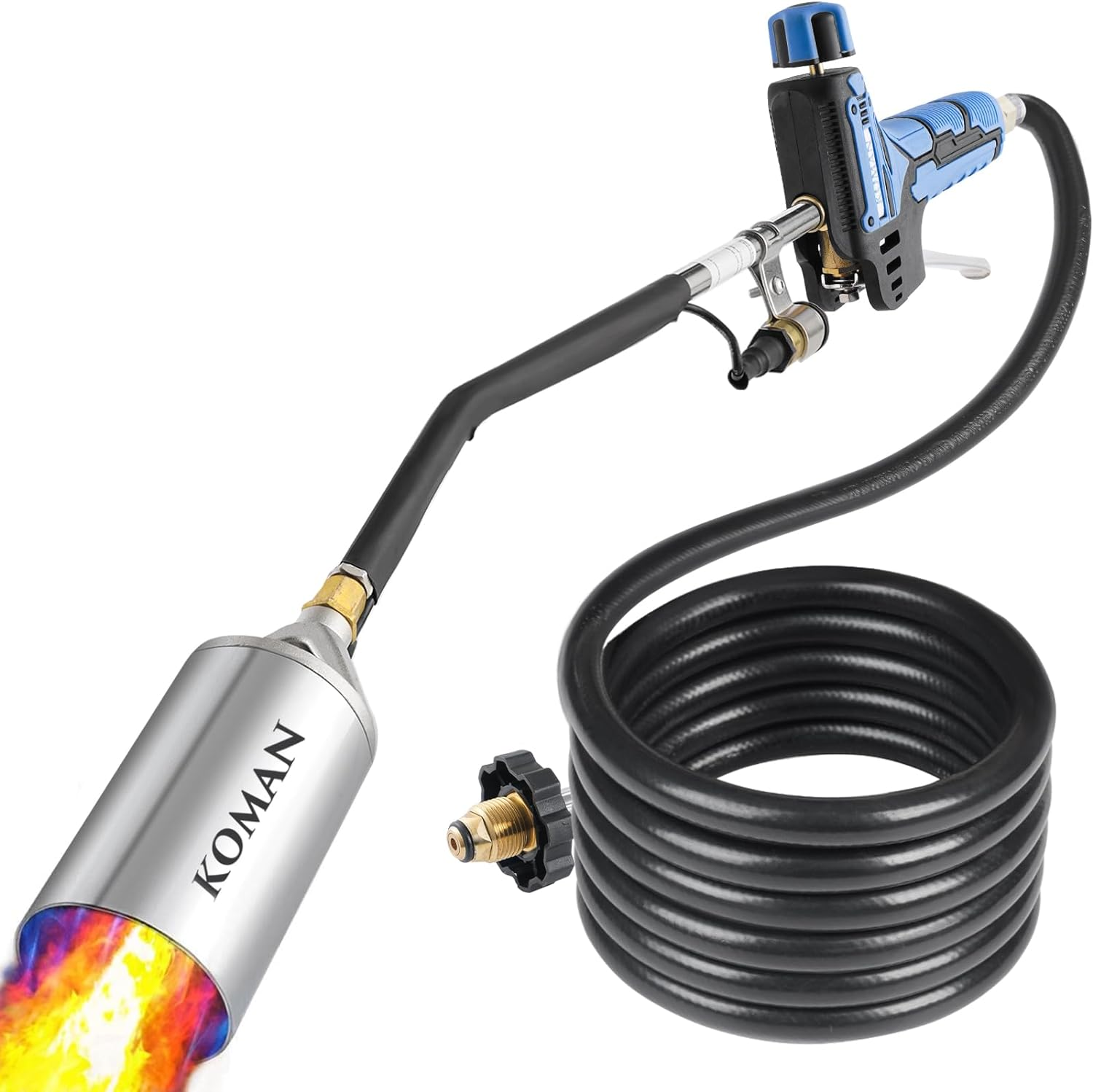 KOMAN Propane Torch Weed Burner,Weed Burner Torch Flamethrower with 9.8 FT Hose,Blow Torch 500,000 BTU, Self Igniting Flame Weeder for Weeding,Roof Asphalt,Ice Snow,Road Marking image number 1