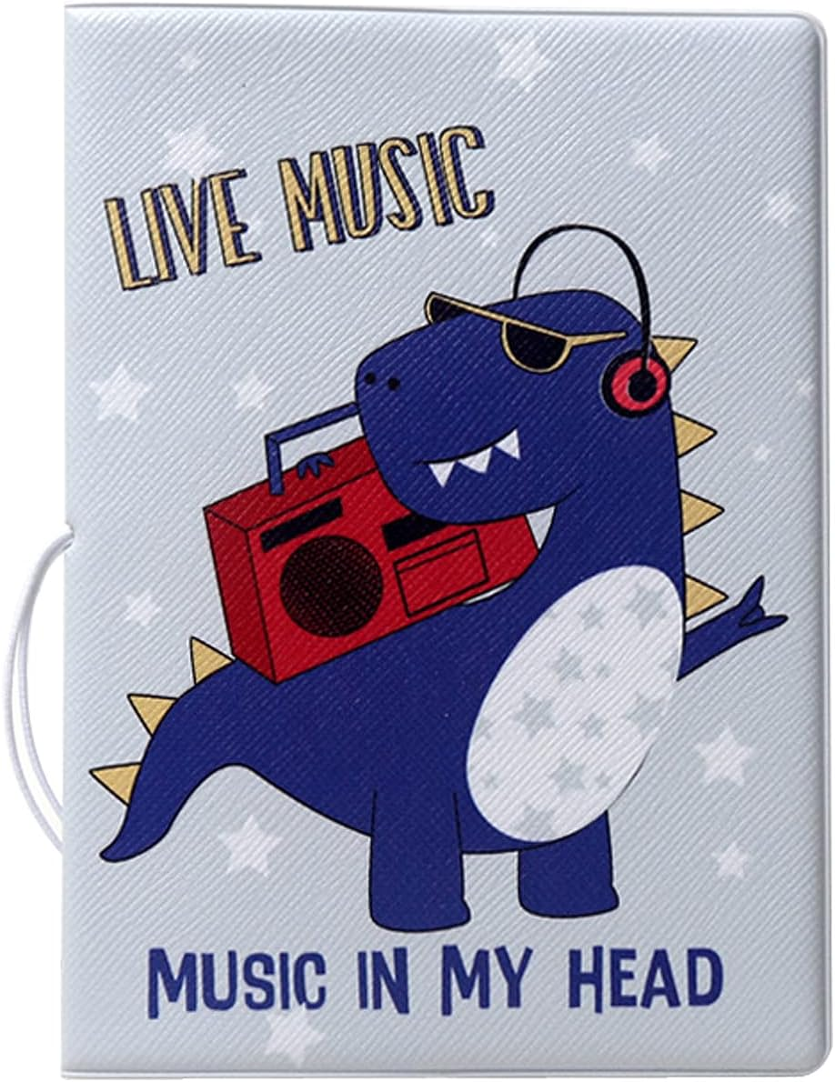 Cute Vegan Leather Passport Holder Cover World Map Travel One Pocket Passport Case Wallet for Kids Teens Adults, Dino-Blue-Plane, One Size, Compact - Croc-Surfing image number 4