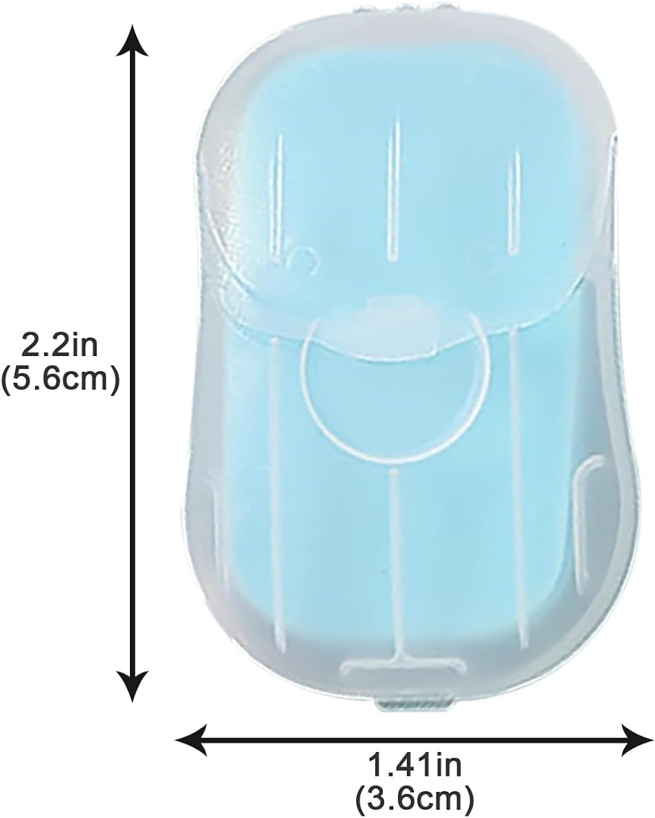50Pcs Blue Portable Soap Sheets, Mini Portable Travel Soap Paper Sheets Disposable Water Soluble Hand Washing Bath Scented Paper Soap Camping Soap and Shampoo for Outdoor, Camping Hiking