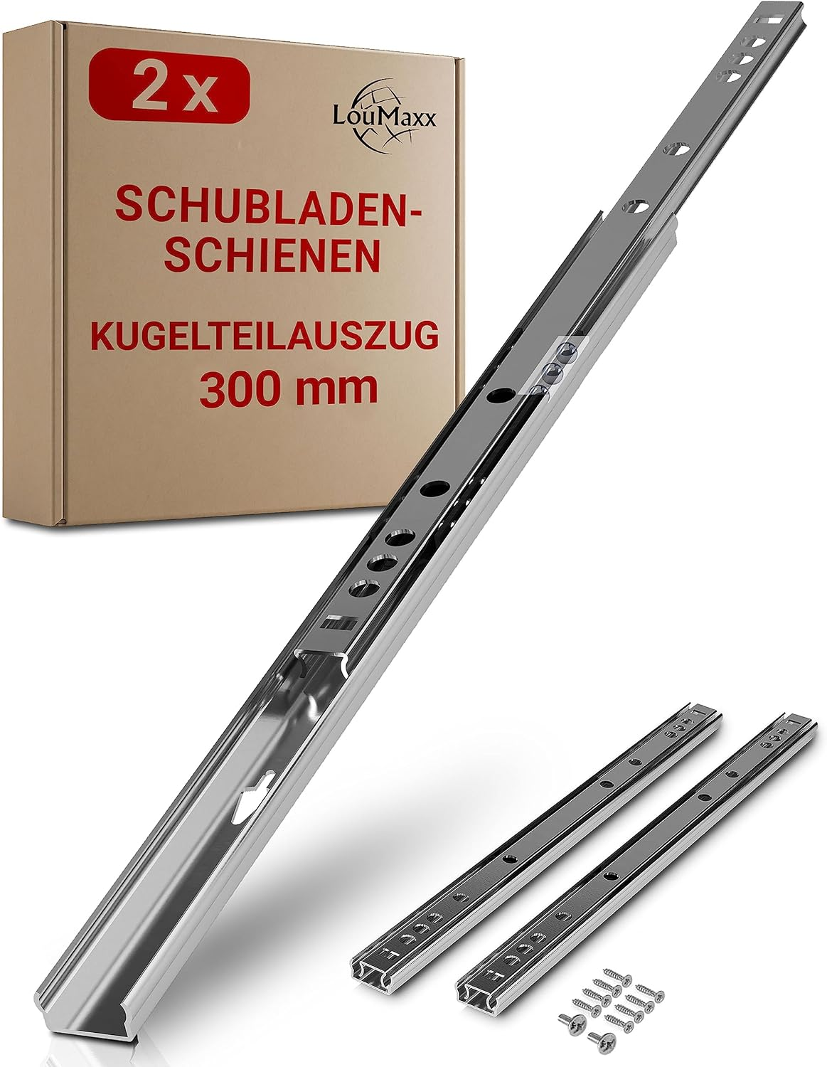 Loumaxx Ball Extension Set of 2 Drawer Runners 27 Mm Groove 400 Mm Runners Drawer Drawer Rail System with Partial Extension