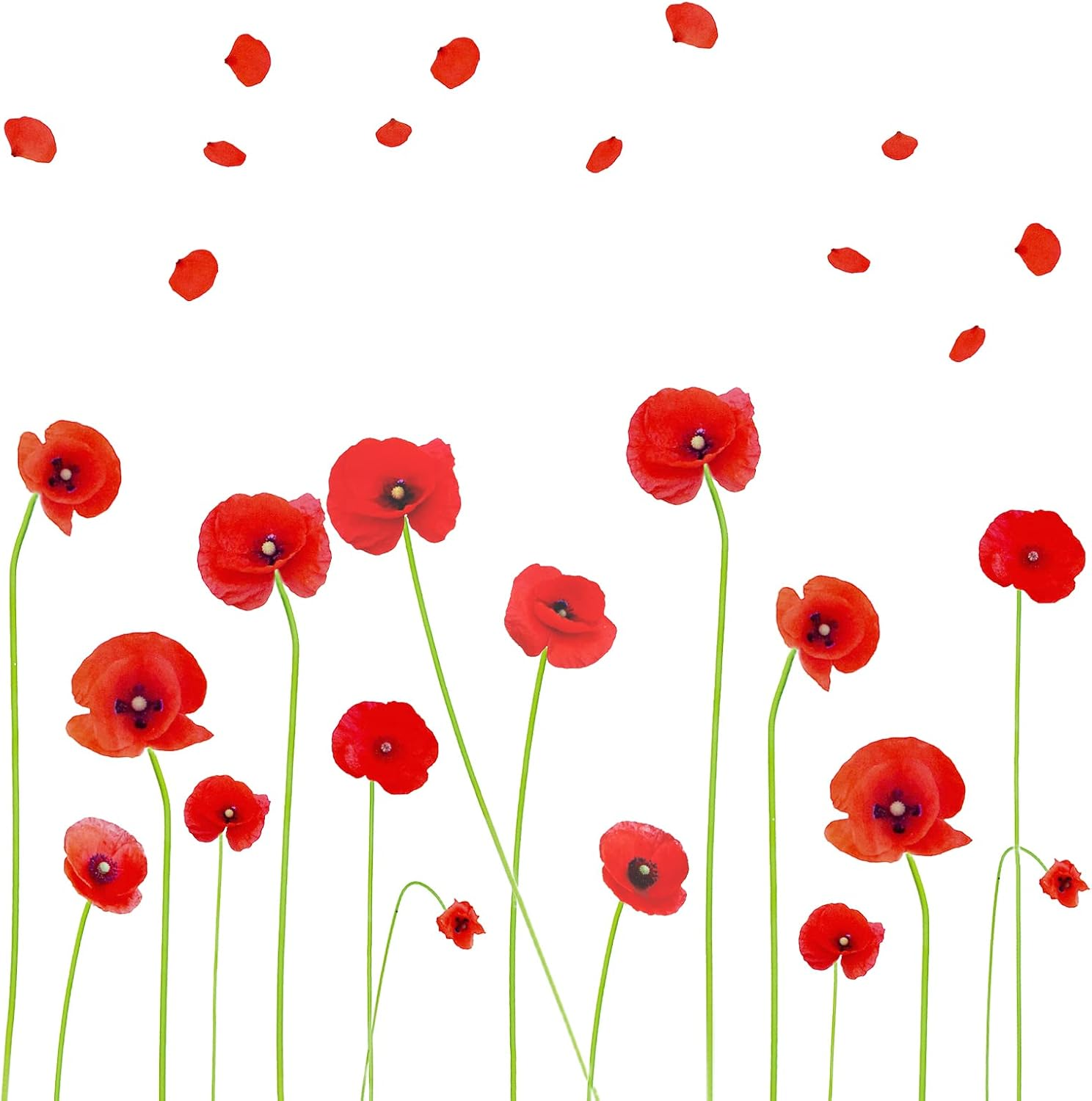 Maydahui Red Poppy Flower Wall Decals Beautiful Floral Wall Stickers (24 X 55 Inch) Peel and Stick Removable Art Mural Decor for Bedroom Living Room TV Sofa Background image number 5