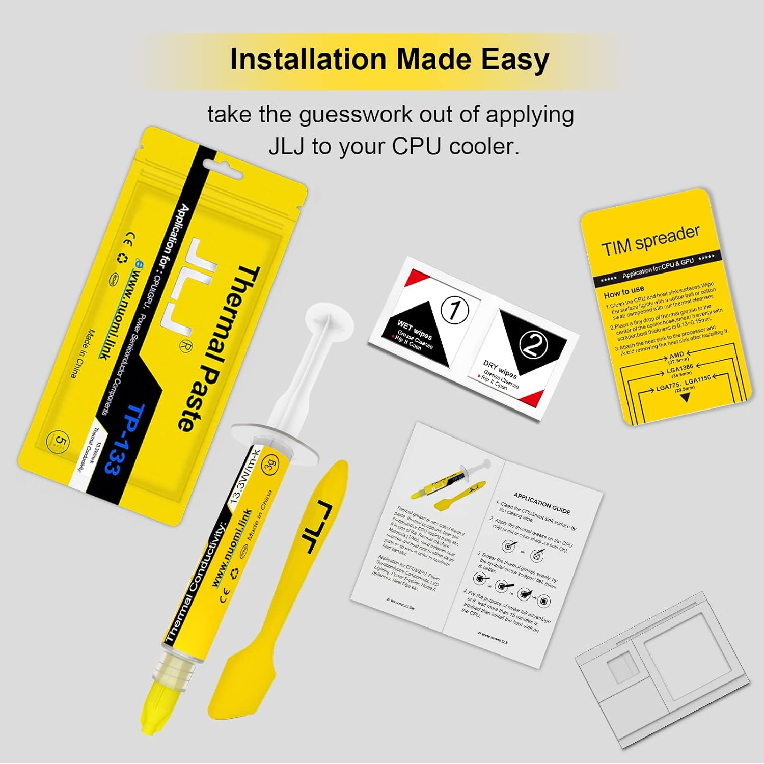 JLJ Thermal Paste, 3 Grams CPU Paste Thermal Compound Paste Heatsink for Ic/Processor/Cpu/All Coolers, 13.3W/M.K Carbon Based High Performance, Thermal Interface Material, CPU Thermal Paste image number 2