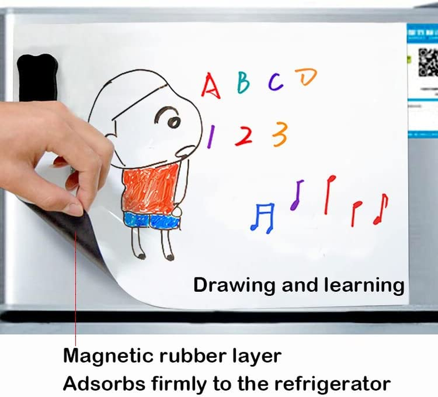 12X8 Inch Magnetic Dry Erase Whiteboard Sheet for Fridge,Dry Erase Board,3 Whiteboard Pens(Red Black Blue 1 Eraser,Magnetic Soft White Board for Home, Office, School (A4 1Pcs, White) image number 5