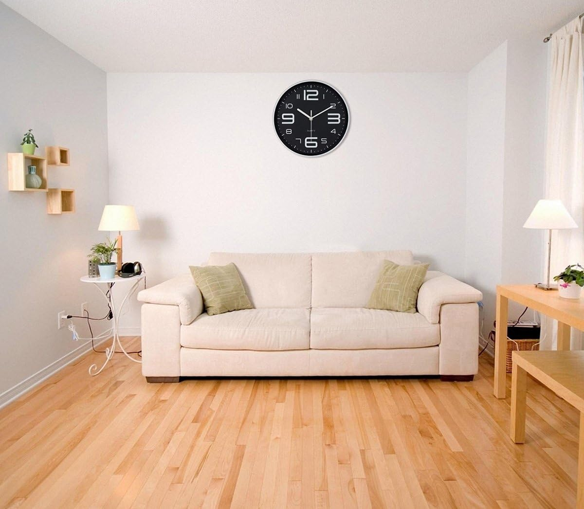 (Black) - 45Min 25Cm 3D Digital Dial Face Modern Wall Clock, Silent Non-Ticking round Home Decor Wall Clock with Arabic Numerals, 5 Colours(Black) - 10''Orange image number 1