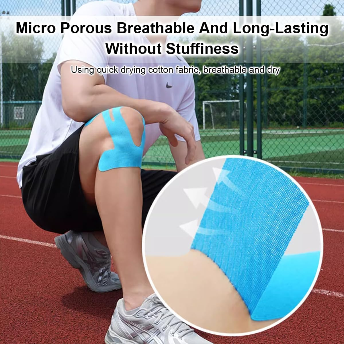 20Pcs Kinesiology Tape for Knee, Upgraded Precut Elastic Sports Tape, Knee Pain Relief Athletic Tape, Waterproof & Elastic, Breathable Hypoallergenic Latex-Free Tape（Blue）