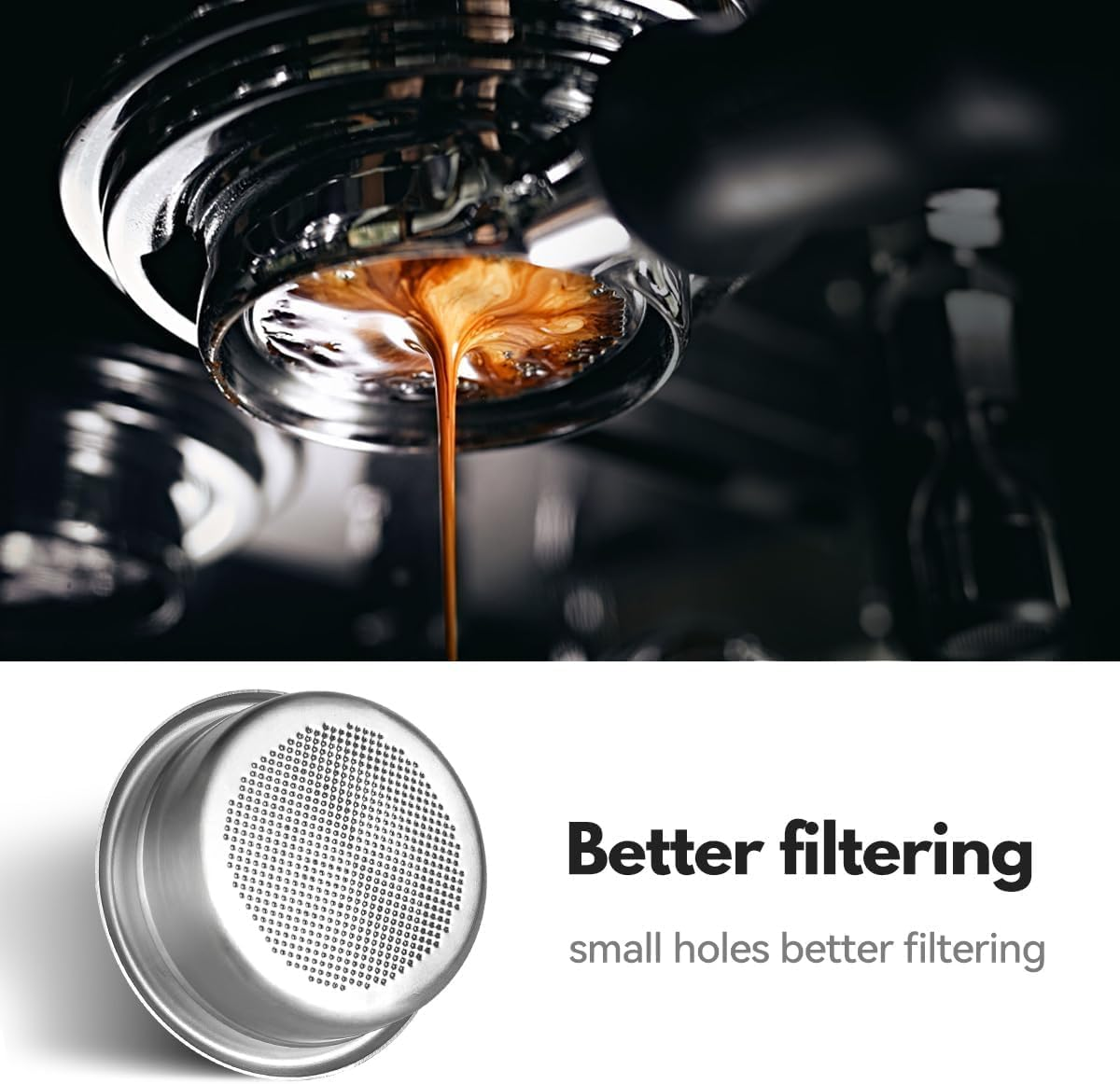 2 PCS Espresso Filter Baskets, High Precision Extraction Portafilter Basket, Double Cup Non Pressurized Porous Filter for Coffee Machine, Universal Espresso Powder Bowl (58Mm) image number 4